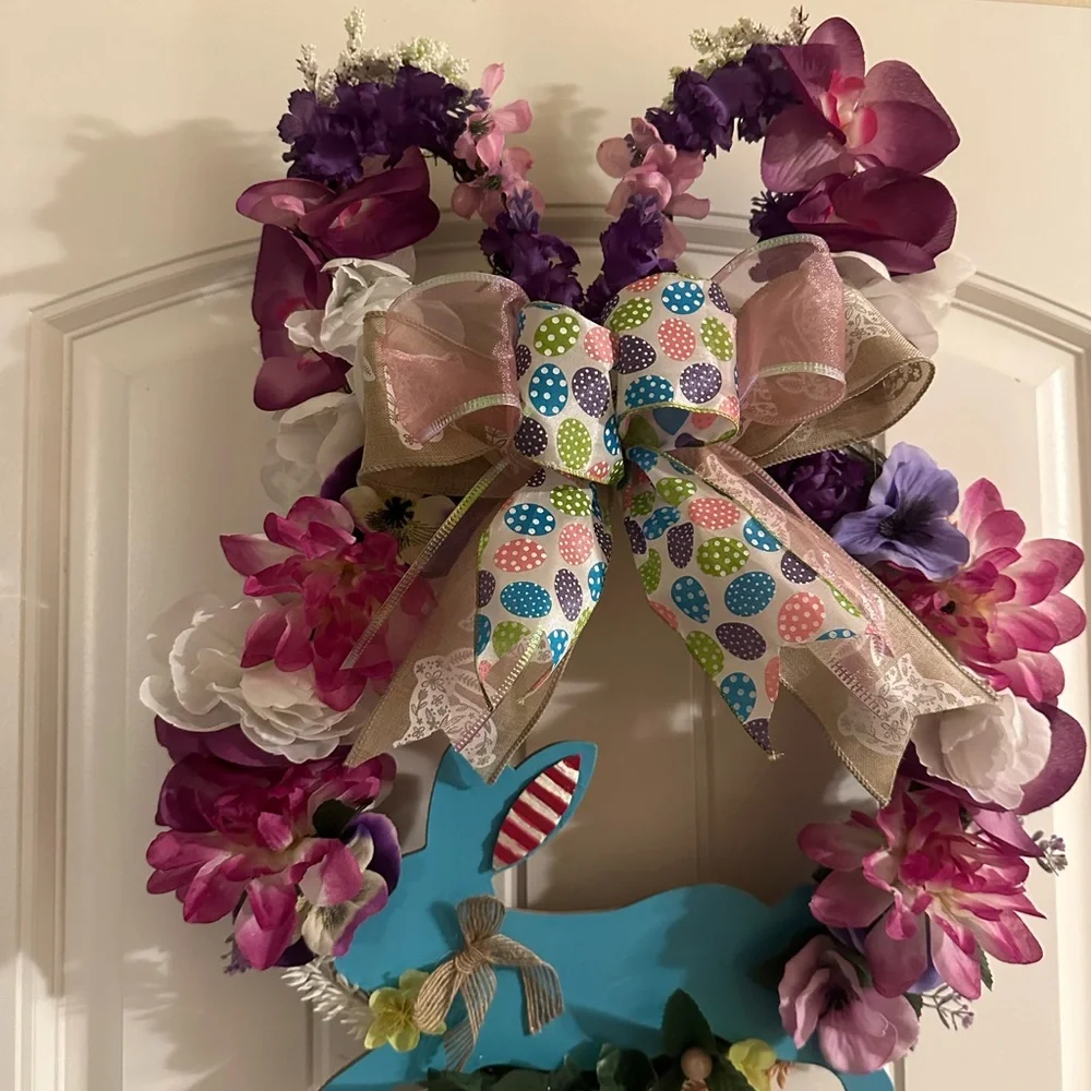 Colorful Floral Holiday Wreath with Bow